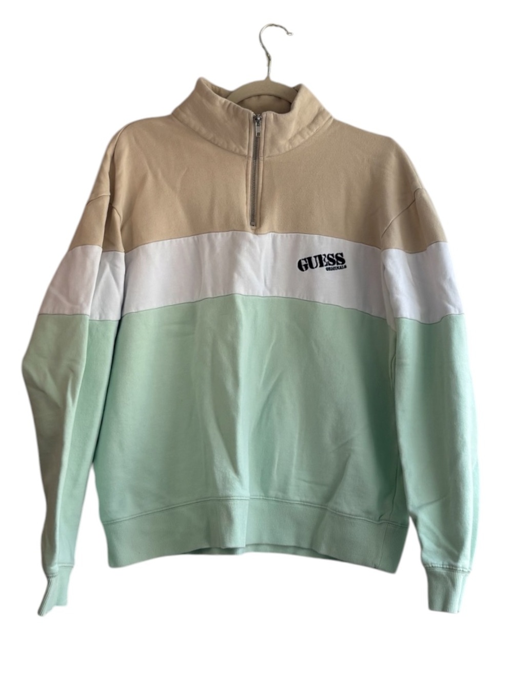 Guess Men’s Pastel Quarter Zip Mockneck Sweater Size L